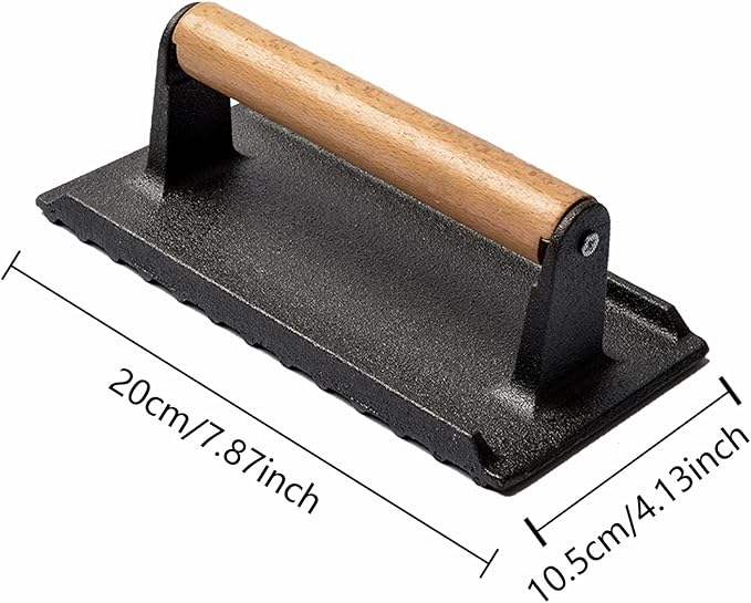 itechpanda Cast Iron Grill Press, Bacon Hamburger Press for Griddle Flat Top Teppanyaki, Barbecue BBQ Hamburger Sausage Panini Meat Griddle Press