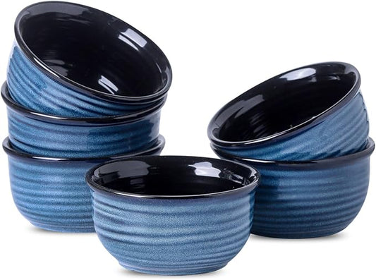 MEKY Soup Bowl, 20 OZ Porcelain Cereal Bowls Set of 6 Perfect for Pasta, Snack, Oatmeal, Rice, Salad,and Ice Cream, Stackable & Durable Bowls for Kitchen, Microwave & Dishwasher Safe, Blue