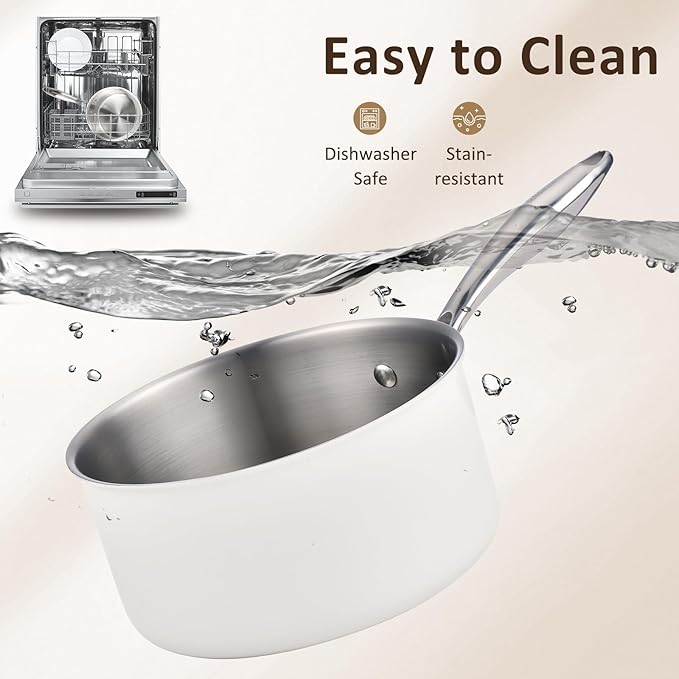 Tri-Ply Stainless Steel Sauce Pan Set with Lids 6PC, 1.5QT & 2.5QT & 3QT, Induction, PFOA Free, Dishwasher Safe,Sauce Pot, Cooking Pot, Tri-Ply Full Body