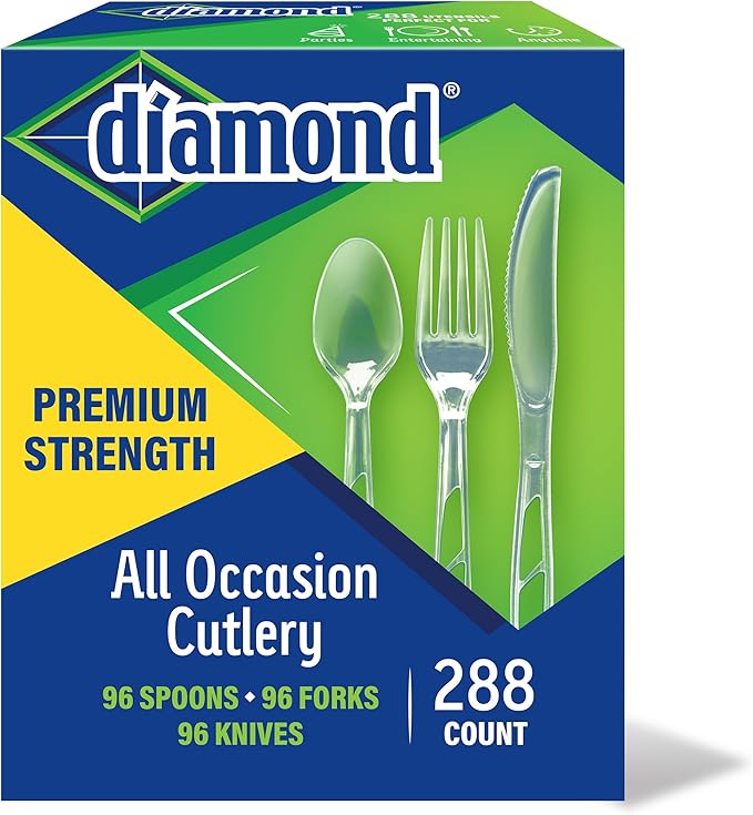 Diamond® All Occasion Clear Disposable Cutlery Set 288 Count (288 Cutlery Set)