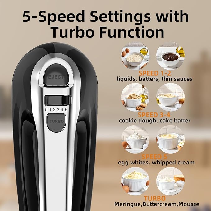Stand Mixer Hand Mixer Kitchen Electric - 2-IN-1 4.8 QT Auto-Rotating Bowl & Beater Tilt-Head Standing Mixer, 250 Watt 5-Speed with Turbo Boost Household Mixer with Beaters & Dough Hooks for Baking