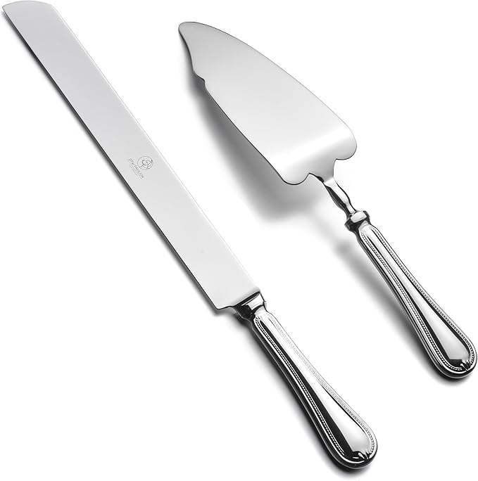 OTW PAVILION 2 Piece Wedding Cake Server Set,18/10 Stainless Steel Dessert Set Pie Server Cake Cutter Knife for Birthday,Anniversary,Holiday,Baby Shower,Party