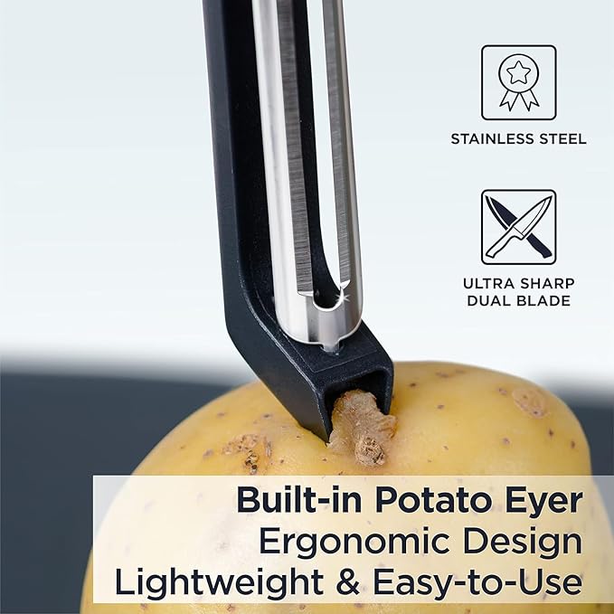 Deiss PRO Lemon Zester & Heavy Duty Cheese Grater, Vegetable Grater and Swivel Vegetable Peeler - Sharp Stainless Steel Peeler With Easy Non-Slip Hand Grip