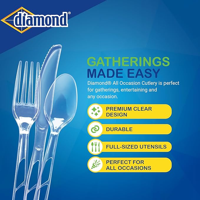 Diamond® All Occasion Clear Disposable Cutlery Set 288 Count (288 Cutlery Set)