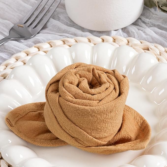 MLMC 8 Pack Mauve Pink Cloth Napkins Rustic Washable Cotton Linen Napkins Set of 8 17"x17" Reusable Dinner Napkins Cloth for Wedding Bridal Shower Tea Party Picinc Everyday Use