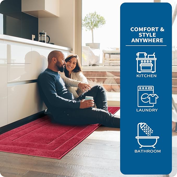 PURRUGS Machine Washable Kitchen Runner Rug 32" x 70", Non-Slip/Skid Hallway Runner Rug, Super Absorbent Soft Area Rug for Kitchen, Hallway & Laundry, Rolled Packaging, Burgundy Red