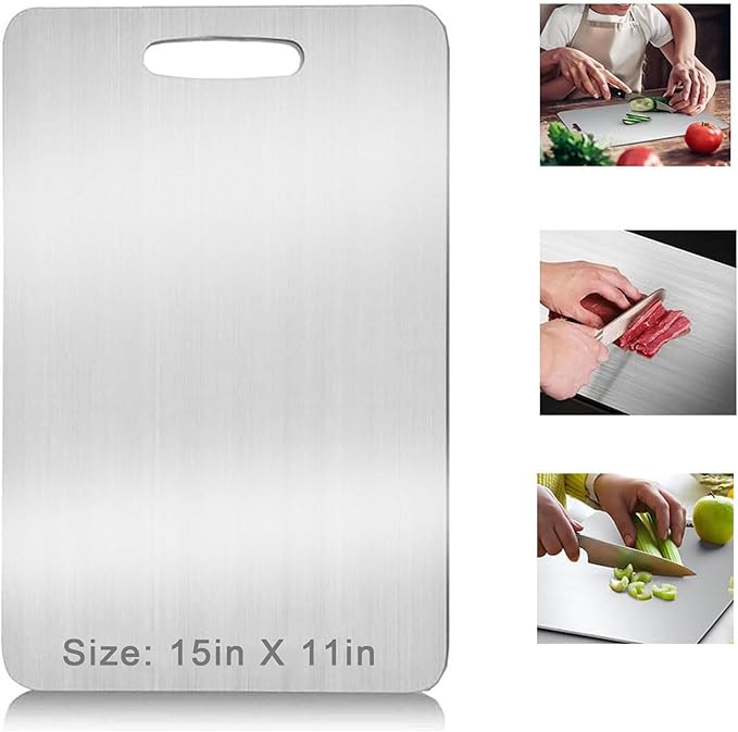 Titanium Cutting Board, 2026 New Upgrade Pure Titanium Cutting Boards for Kitchen Double Sided Non Toxic Titanware Cutting Board,Hygiene Durable Dishwasher Safe Chopping Board (15.35 * 11.02in)