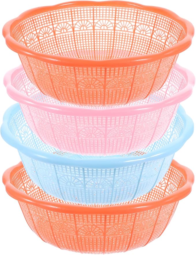 LIFKOME Plastic Rice Washing Basket Colander 9.05 Inch Multifunctional Food Strainer Bowl for Fruits Vegetables Kitchen Use