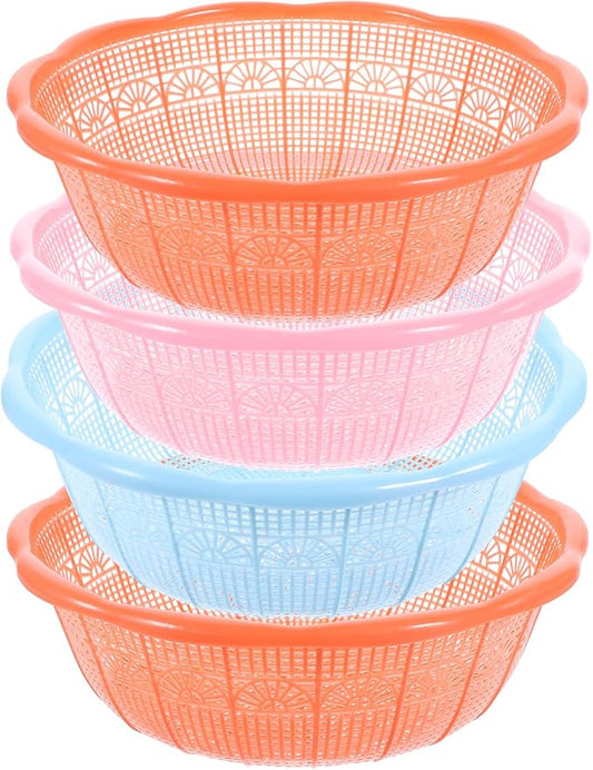 LIFKOME Plastic Rice Washing Basket Colander 9.05 Inch Multifunctional Food Strainer Bowl for Fruits Vegetables Kitchen Use