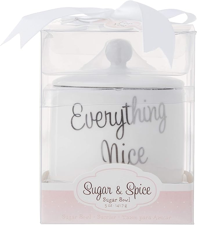 Kate Aspen Ceramic Sugar Bowl, Spice and Everything Nice, White