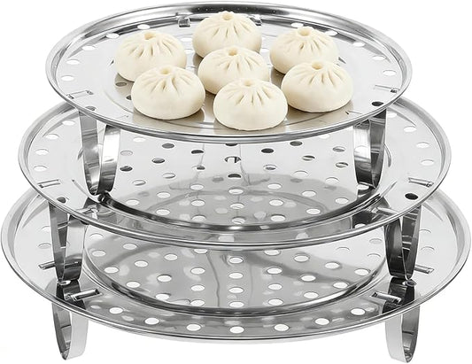 Round Stainless Steel Steamer Rack, 7.6" 8.5" 9.33" Inch Steaming Rack, Removable Stands, for steamer, Stock Pot, Pressure Cooker, Cooking, baking bread, vegetable salad (3 Pcs)
