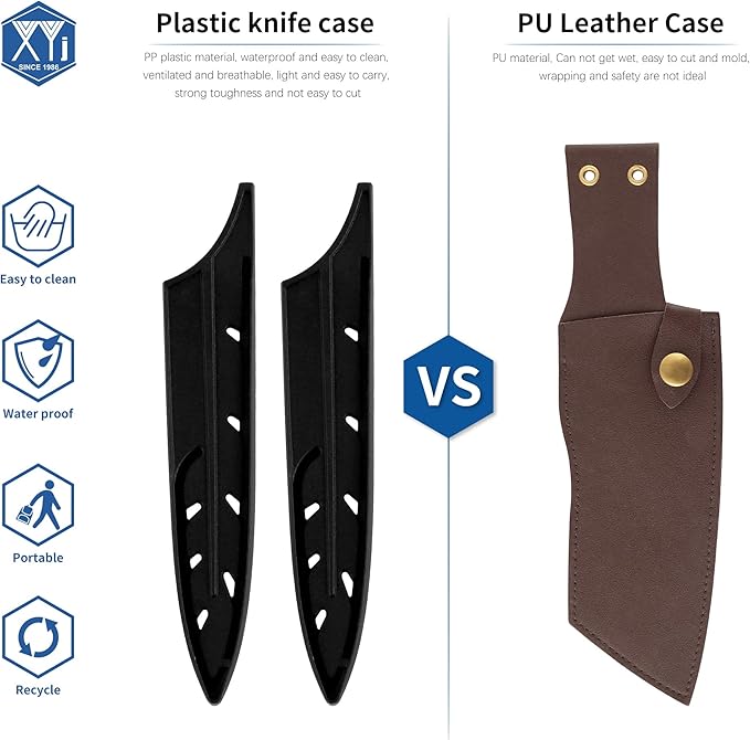 XYJ 2pcs/set Safety Knife Covers Sleeves Knives Edge Guard, Universal Knife Sheath, Paring, Utility Knife Case Blade Guards Protector Black Kitchen Knife Cover Sleeve (For 5'' Utility Knife)