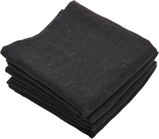 Marc Oliver Black Stonewashed Pure Linen Napkins. Set of 4 20" x 20" Fully Sewn Hem. Fully Washable for Everyday & Entertaining. Machine Washable Reusable Cloth Napkin for Everyday and Entertaining.