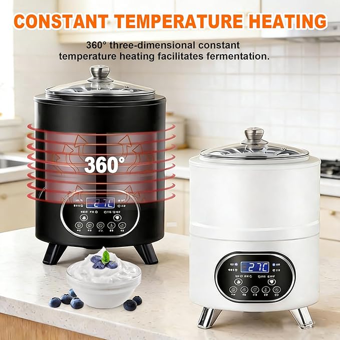 8L/12L Yogurt Maker Machine, Yogurt Maker with Time and Temperature Control, Commercial Yogurt Maker, Black Garlic Fermentation Machine, Sweet Rice Wine Maker for Home White-8L