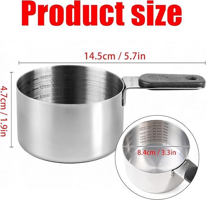 1 Cup(240ml) Stainless Steel Measuring Cup with Magnetic Handle and Inner Measuring Marks-1 PCS