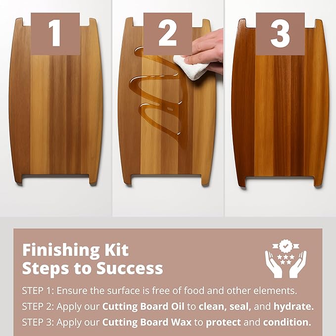 Specialist Cutting Board Finishing Kit by the Block & Board Company | Food Grade Finishing Oil & Wax | Seals & Protects Wood, Butcher Block, Countertop & Utensils | 2 Piece Set