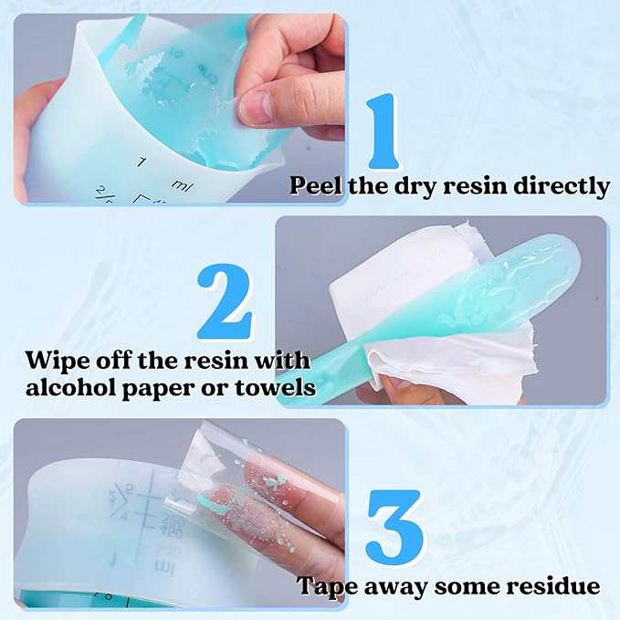 LET'S RESIN Silicone Measuring Cups, 450ml Accurate 2 Scales & 100ml Durable Measuring Cups, Epoxy Mixing Cup,Silicone Stirring Sticks, Easy Clean Resin Supplies for Resin Molds, Glitter Tumbler