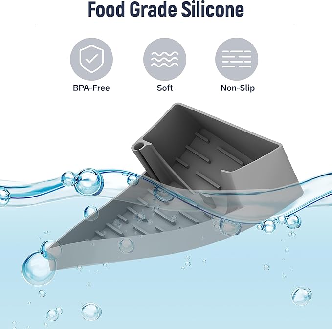 NiHome Silicone Water Bottle Drying Rack Compatible with Stanley Tumblers 20-40oz, YETI,Mugs, Wine Glasses, Compact Portable Cup Dryer Stand with Anti-Slip Base for Countertops, RVs & Travel (Gray)