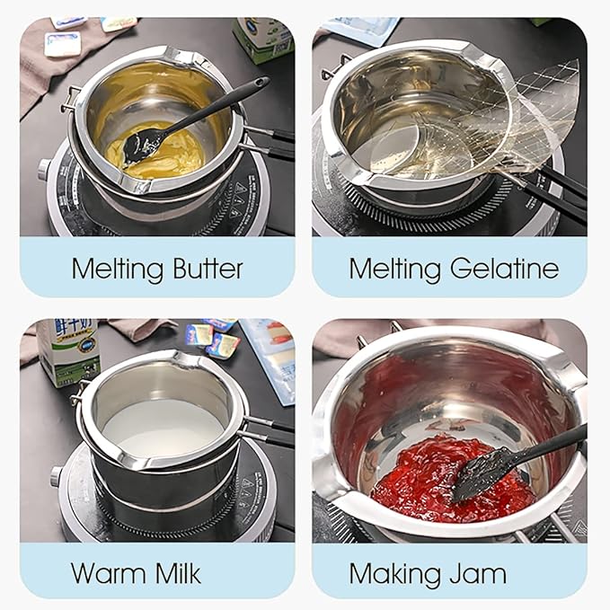 Double Boiler Pot 1200ML/1.1QT, Stainless Steel Chocolate Melting Pot for Melting Chocolate, Candy, Candle, Soap, Wax