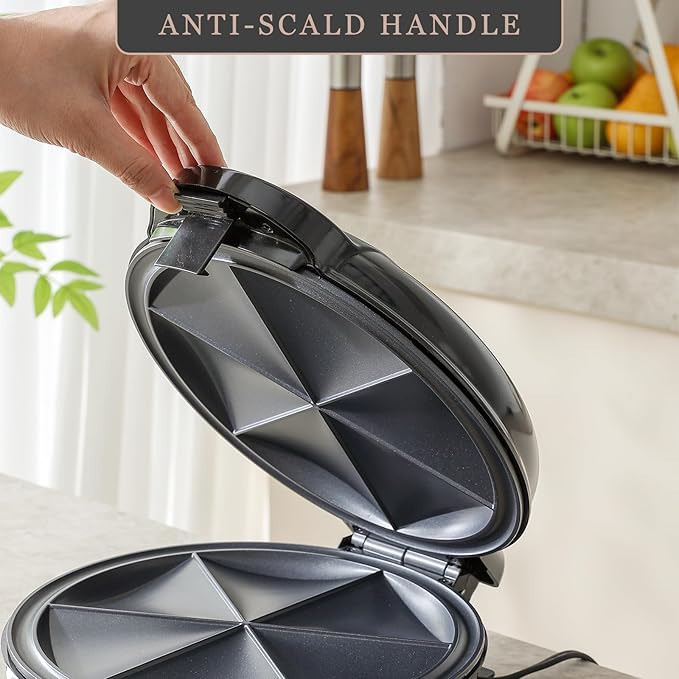 Electric Quesadilla Maker Taco Tuesday, 9.5'' Quesadilla Press Non-Stick, Easy-Slice 6-Wedge Tortilla Cooker, Grilled Cheese Corn Flour Tortilla Snacks, Black