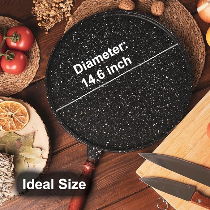 Cast Iron Comal Pan Tawa for Para Tortilla Comales Dosa Crepe Pancake Roti Griddle Cooking Cooker Warmer Maker Mexican Indian Nonstick Skillet Grill Frying Cookware Stove Top Stovetop Non Stick