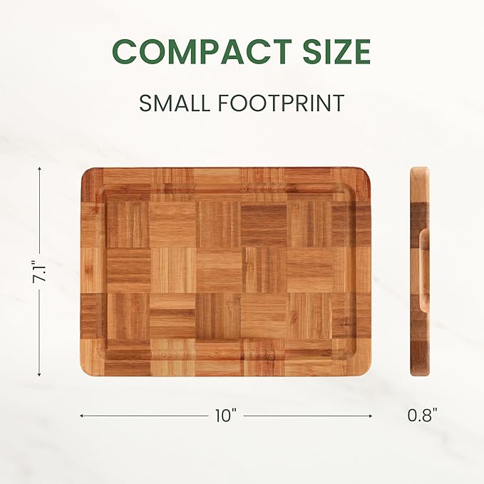 Premium Carbonized Bamboo Cutting Boards – Durable Wooden Chopping Boards with Juice Grooves – Small, Medium, Large & 3-Piece Set – Eco-Friendly, Thick, Crack-Resistant, Easy Grip (Small)