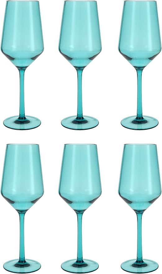 Fortessa Sole Outdoor Shatter Resistant BPA Free Premium Copolyester Plastic Drinkware 6 Pack, Aqua Sky Blue Green, Sauvignon Blanc Glass