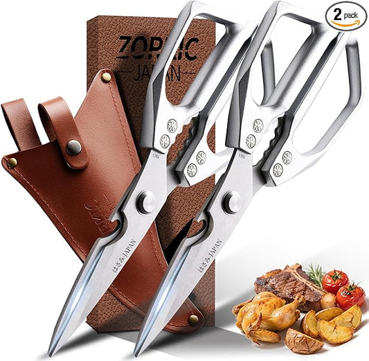 Japanese Kitchen Shears Set, Heavy Duty Poultry Shears All Purpose, Kitchen Meat Scissors for Steak Cutting, Chicken Bones, and Turkey Christmas Gifts for Men Women Mom Dad