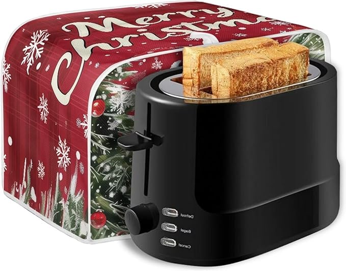 Annejudy Snowman Pattern Two Slice Toaster Cover Kitchen Small Appliance Covers for Christmas Kitchen Decoration Microwave Oven Dustproof Cover Keep From Dirty Stain
