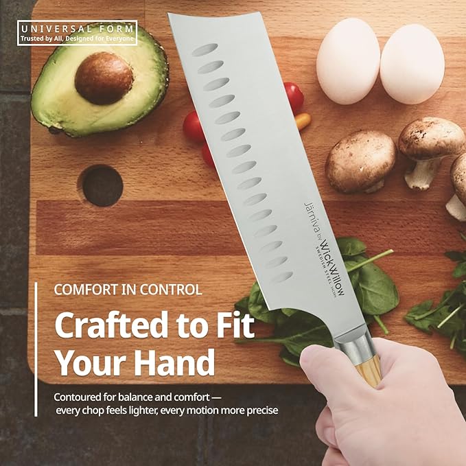 6.5 Inch Nakiri Knife – Swedish Steel Vegetable Blade with Italian Olive Wood Handle – Sharp Prep Tool for Chopping, Slicing and Daily Kitchen Use
