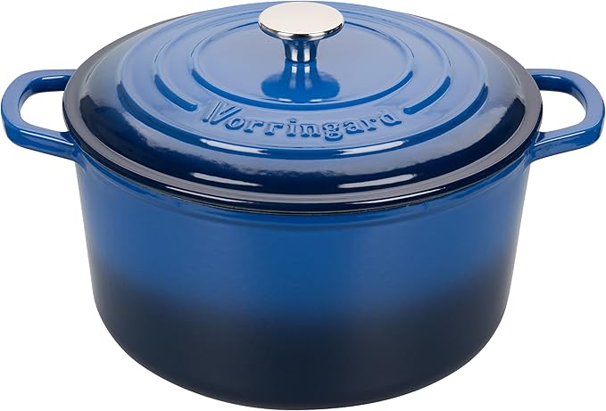 VORRINGARD Enameled Cast Iron Dutch Oven Pot with Lid, for Sourdough Bread Baking, Round Dutch Ovens, 4.5 Quart, Blue