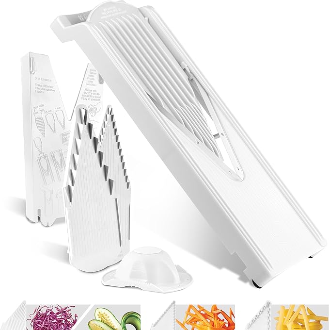 Mandoline Food Slicer Börner V3 (Starter Set) by Reston Lloyd • V-Slicer with Blade Storage & Safety Food Holder • Made in Germany • Fruit & Vegetable Chopper • Multiple Settings: White