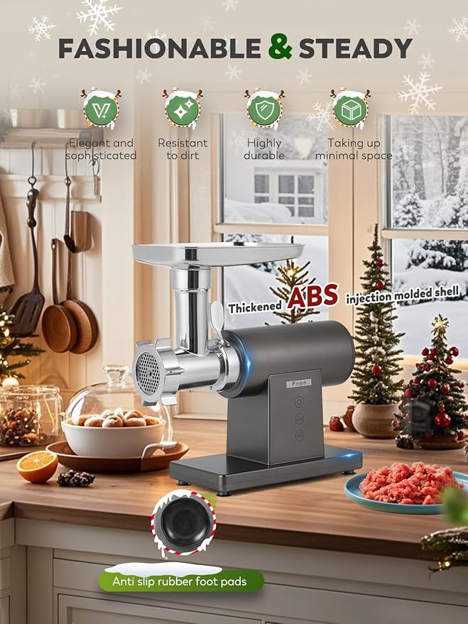 Flyseago Meat Grinder Electric 3200W Meat Mincer Chopper Machine Multifunctional with Cutting Blade 3 Grinding Plates 3 Sausage Stuffers Kubbe Kit Juicer Cheese Grater Veggie Shredder