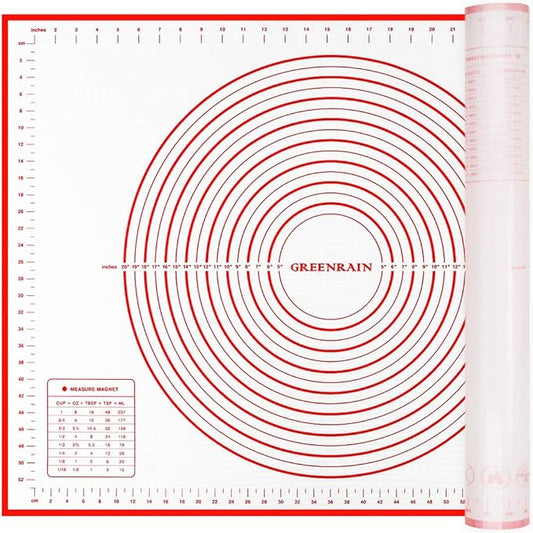 Silicone Pastry Mat Extra Thick Large Non Stick Baking Supplies Kitchen Counter Cooking Rolling Dough Sheet Pie Crust Sourdough Bread Oven Liner with Measurement (XXL-24''(W)*32''(L), 1#Red)