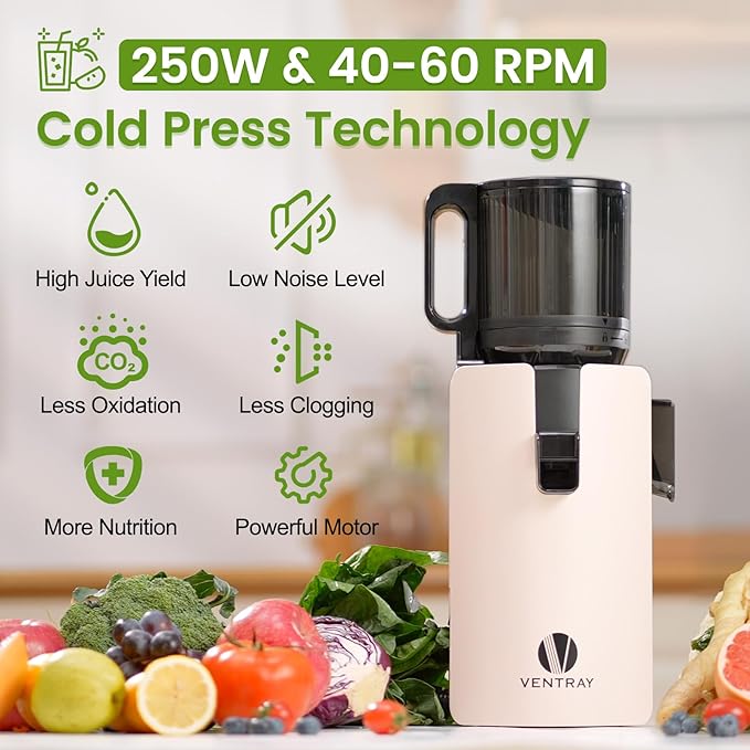 Juicer Machine with 4.7" Wide Feed Chute for Small Family, Professional Cold Press Juicer for Whole Vegetables & Fruits, Juice Extractor High Juice Yield, Easy to Clean