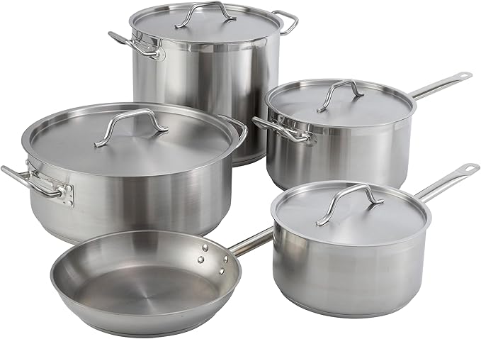 Winware Stainless Steel 80 Quart Stock Pot with Cover, Silver