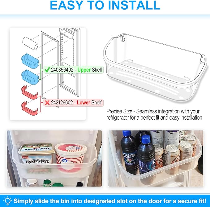 UPGRADED 240356402 Refrigerator Door Bin Compatible with Frigidaire Door Shelf Replacement Frigidaire Gallery Door Shelf Refrigerator Shelves FGHS2631PF4A FFSS2615TS0 LFSS2612TF0 LFSS2612TE0 Door Bin