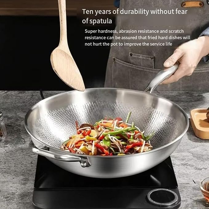 2026 new Titanium Hammered Pan Pro with Lid, titanium pans for cooking -Durable Scratch-Resistant Non Stick Titanium Nutri Pan for Cooking (9in)