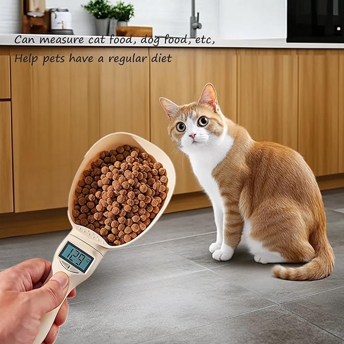 Electronic Digital Measuring Spoon, Food Digital Measuring Scoop Scale 800g / 0.1g High Precision with LCD Screen, Electronic Adjustable Measuring Spoon Cup for Kitchen Baking and Cat Dog Food (1 Pcs)