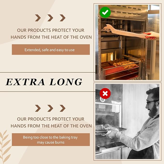 Juexica 15 Inches Extra Long Wood Oven Rack Puller Long Handle Oven Stick for Kitchen Appliances Baking Cooking Toaster Air Fryer Accessories