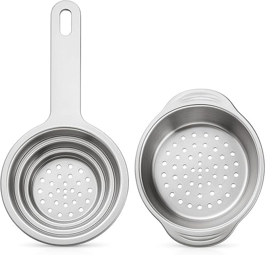 Pack of 2 Multipurpose Food Grade Colanders – Universal Can Colander with Handle for Large and Small Cans Vegetable Fruit Tuna Fish Strainer Small Strainer Set Stainless Steel