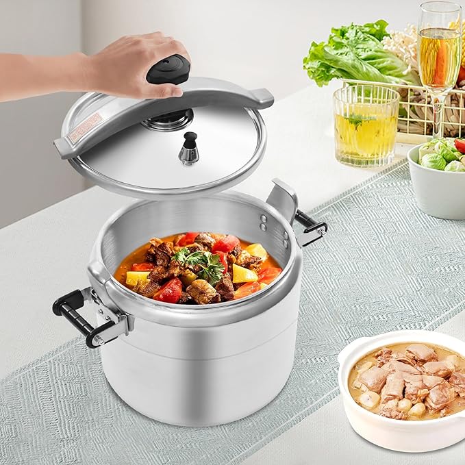 Bokknppo Aluminum Pressure Cooker 70Kpa Pressure Canner Stovetop Pressure Pots Explosion-proof Compound Bottom Cookware with Pressure Limiting Valve for Gas Stove Induction Cooker (30L)