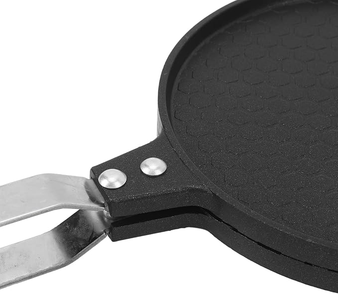 Waffle Cone Maker, Egg Roll Press Pan, Stick Proof Aluminum Stove Top Tortilla Press with Handle for Kitchen, 6.8Inch (Grid Style)