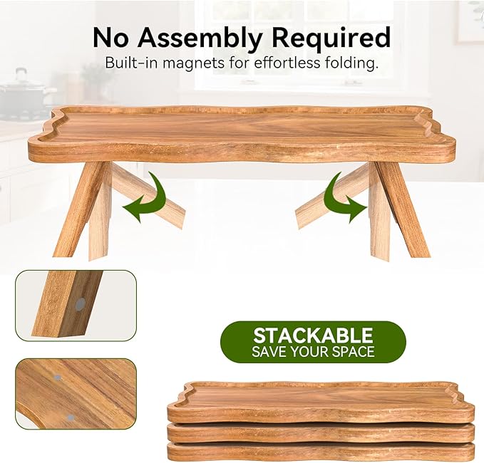Acacia Wood 3 Tier Cupcake Stand, Serving Tray for Party, Foldable Dessert Table Display Set, Tiered Tray Decor for Party, Birthday, Wedding, Christmas