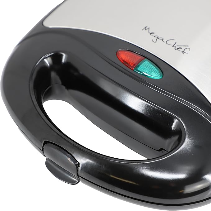 MegaChef Electric Compact Aluminum Nonstick Panin Press Grill Sandwich Maker, Countertop Appliance, Sandwich Grill, Upright Storage, Overheat Safety Protect (Grill Plate)