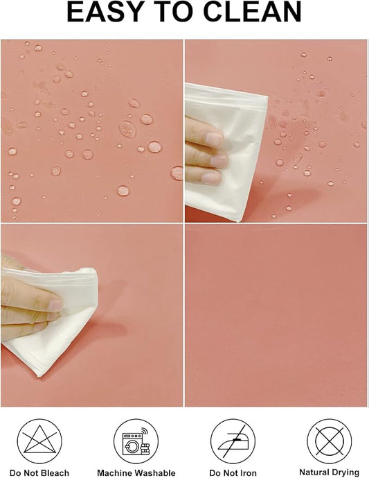 Fokitut 2 Pack Waterproof Round Tablecloth, 120 Inch, Stain Resistant and Wrinkle Polyester Table Cloth, Fabric Table Cover for Kitchen Dining, Wedding, Party, Holiday Dinner-Dusty Pink