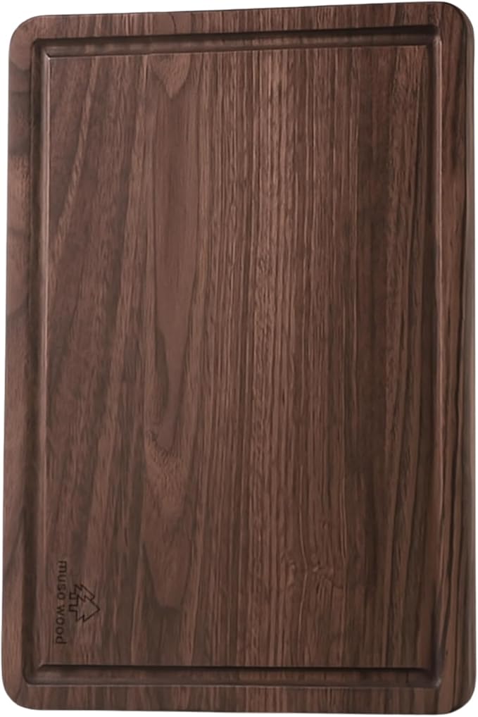Muso Wood Walnut Cutting Board for Kitchen, Wooden Cutting Board with Juice Groove and Side Handle, Wood Board for Food and Charcuterie (13 x 9 in)