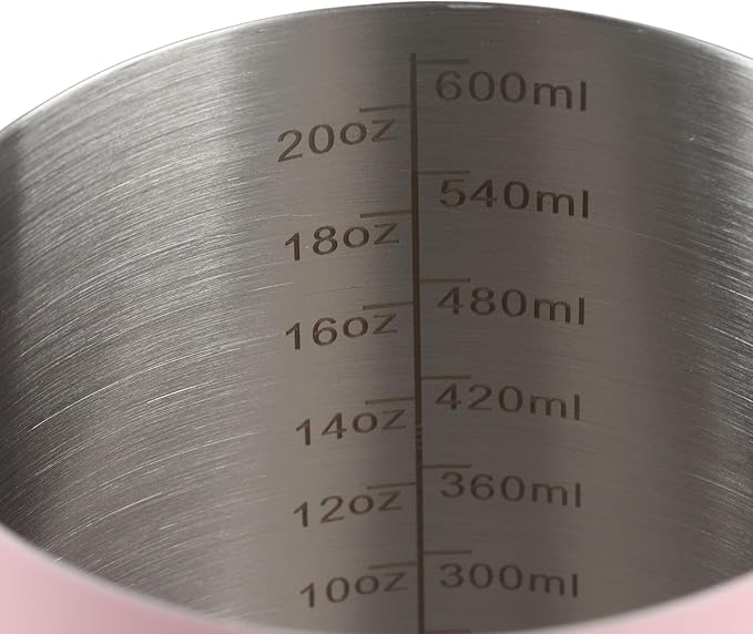 Stainless Steel Measuring Cup With Handle and Pour Lip - Metal Pitcher Set With Spoons for Kitchen Cooking and Baking - Food Grade