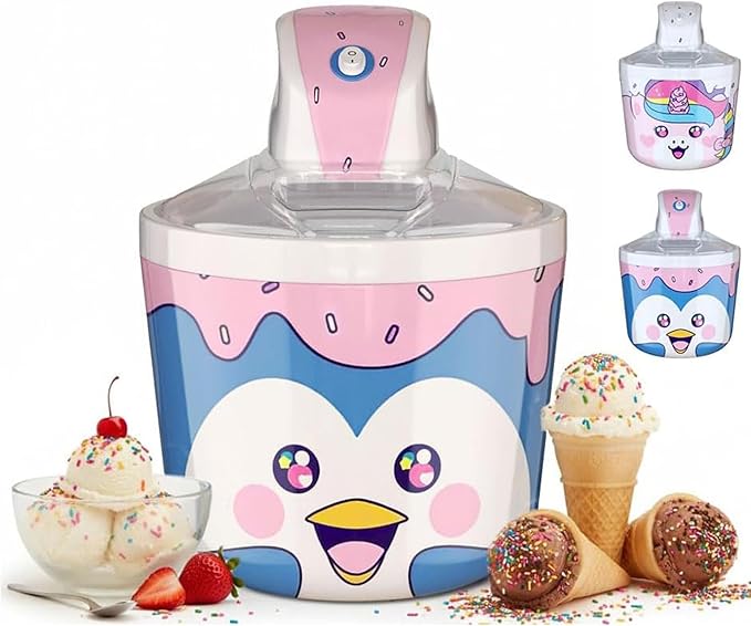Fun Electric Ice Cream Maker Machine for Kids – Best Countertop Ice Cream Machine for Homemade Soft Serve, Sorbet, Gelato, Frozen Yogurt – Fun Small Personal Dessert Maker for Families, Easy to Clean