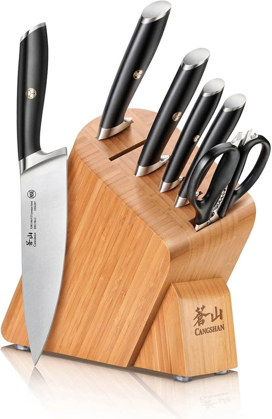 Cangshan L Series 7-Piece Knife Block Set, Forged German Steel, 1026603